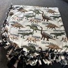 HAND TIED DOUBLE SIDE FLEECE RAG  THROW DINOSAURS REVERSIBLE 58”X46” Blanket