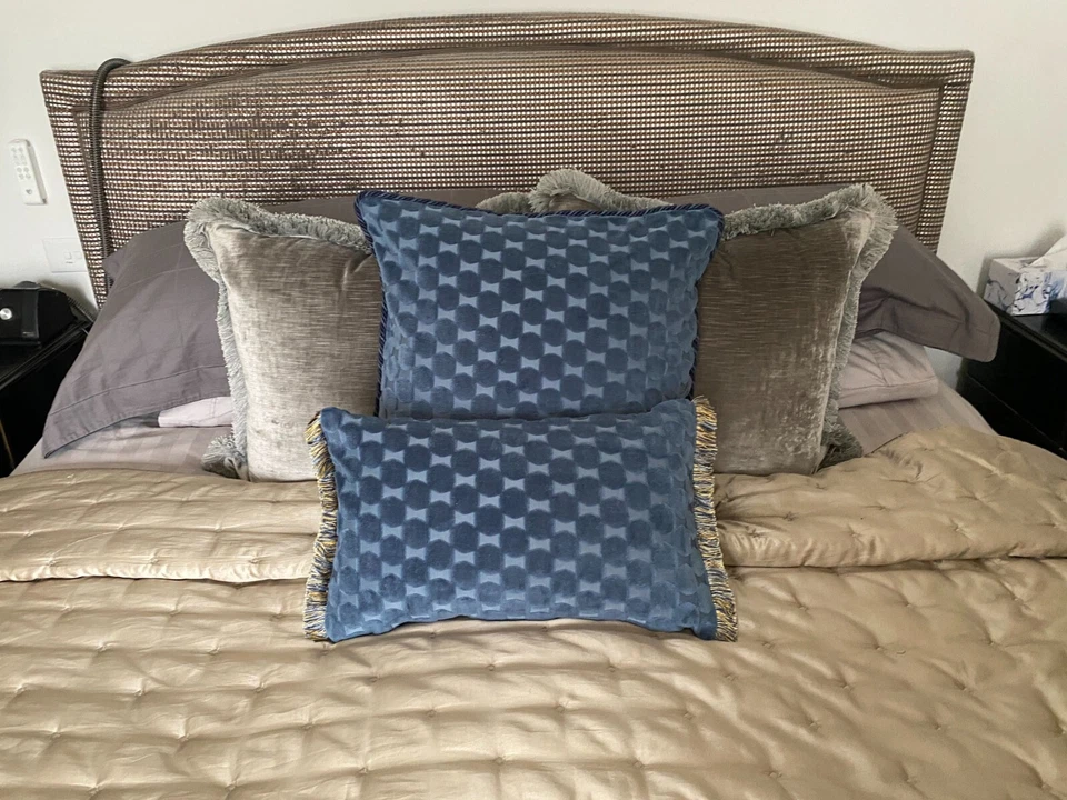 ❇️ Nuevas Fundas de Cojín TERCIOPELO Corte AZUL DENIM CUADRADAS u CUERDA OBLONGA o FLETES Foto 2 de 4