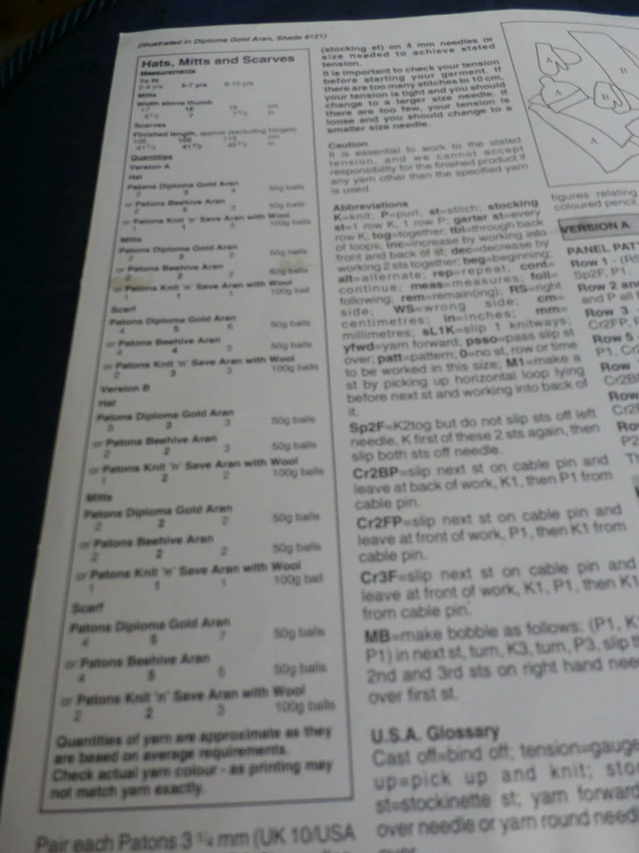 PATONS ARAN PATTERN PBN C 4850 FOR HATS, SCARFS & MITTS 2-10 YRS - Image 2 of 2