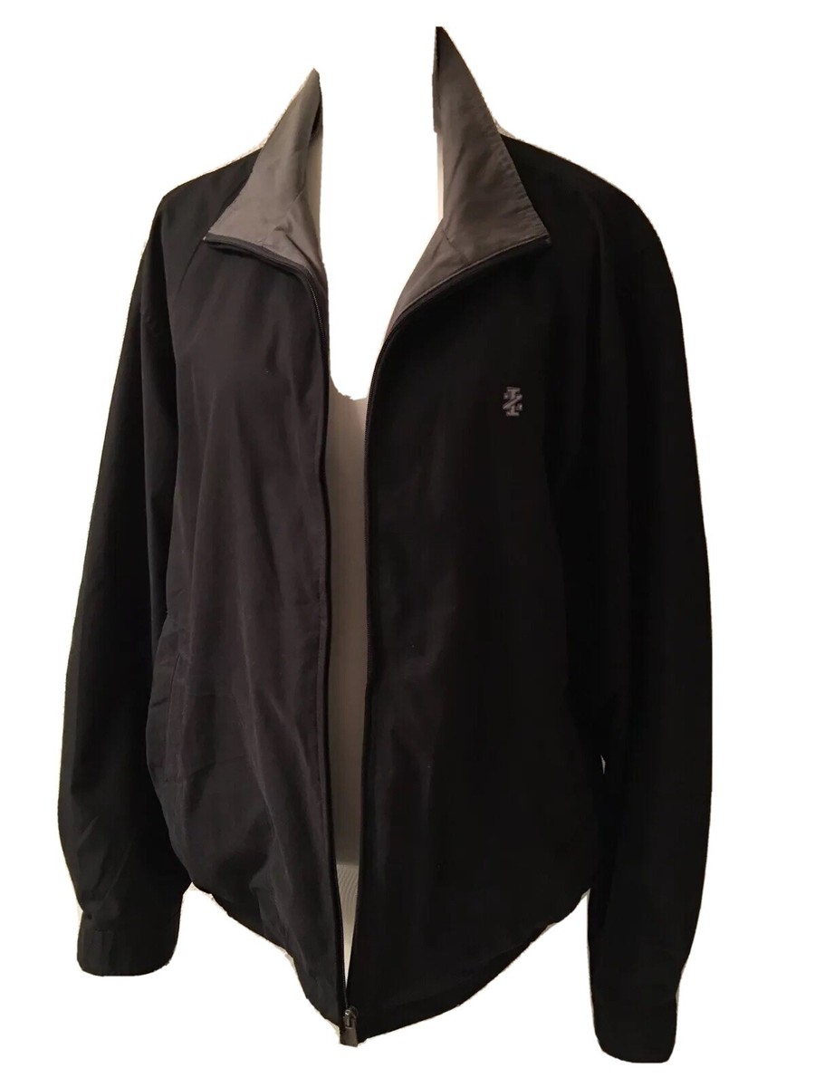 Men's Large Izod Outerwear Zipper Windbreaker Black Lightweight
