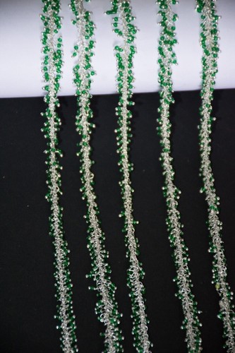 2mm green beads grapes dangle chain,Bulk beaded jewelry making Rosary chain - Picture 6 of 7