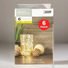 6 Units Feit Electric LED Indoor Fairy String Lights 6 Ft. Silver Wire