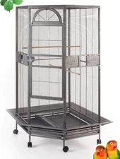 63” X-LARGE Parrot Escape Jumbo Corner Bird Cage Aviaries With Around Seed Skirt