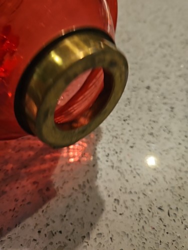 VINTAGE RUBY RED EART GLASS SWIRL LIGHT GLOBE Fixture - Picture 7 of 13