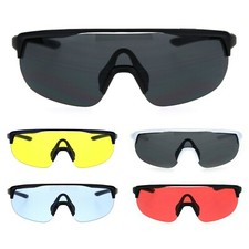 Retro Exposed Lens Oversize Shield Robotic Half Rim Sunglasses