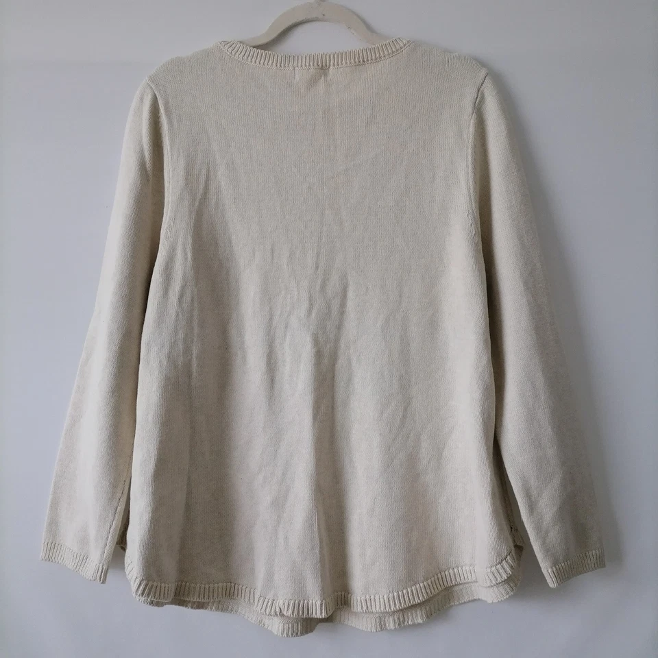 Suéter de algodón bordado manga larga marfil Style & Co. para mujer talla X-grande Foto 4 de 4