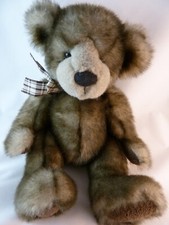 Russ Berrie Cappuccino Teddy Bear Plush Brown w lighter roots faux fur Vintage