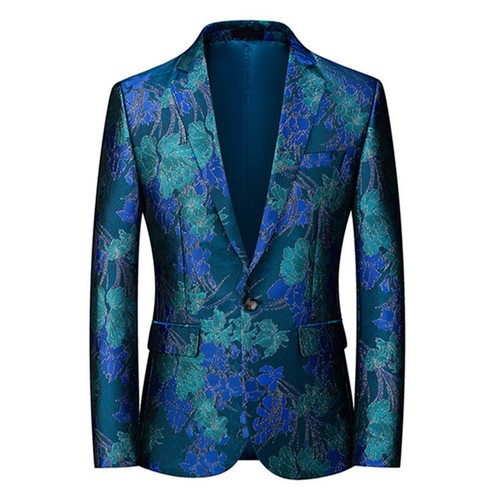 Abito uomo fantasia floreale jacquard blazer vestito giacca cena matrimonio festa top - Foto 8 di 14