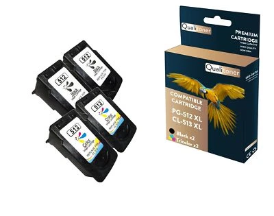 Cartouche CANON PG-512XL(x2) +CL-513XL(x2) Noir + Couleur x 4 QUALITONER - Photo 1/4