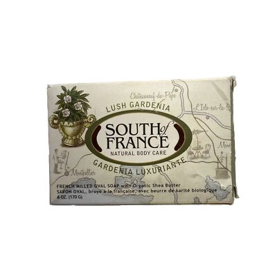 South Of France Milled Bar Soap, Gardenia, 6 Oz Oval Beauty Bath Bathe Collect