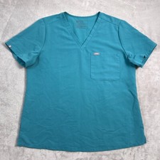 FIGS Catarina Scrub Top Womens XL Extra Large Blue One Pocket Short Sleeve VNeck