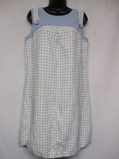 Feravani Italy Women's Blue Stripe Check Stitching Sleeveless Lined Dress Sz 42