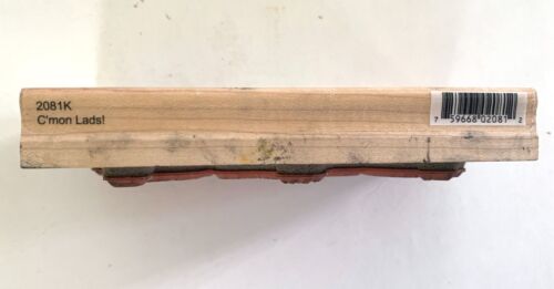 Penny Black C'MON LADS Wood Mount Rubber Stamp 3 Dogs Eating w/ Ladybugs - Picture 4 of 4