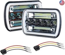 Super Bright Pair 7x6 5x7 Headlights 6052 6054 H5054 H6054 Hi/Low Sealed Beam