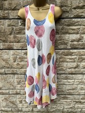 Ladies Isabel White Mix Lined Sleeveless Cotton Stretch Dress UK 8/10