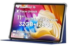 2026 Android16 Tablet 11inch, Face Unlock, 18W Fast Charge, Blue