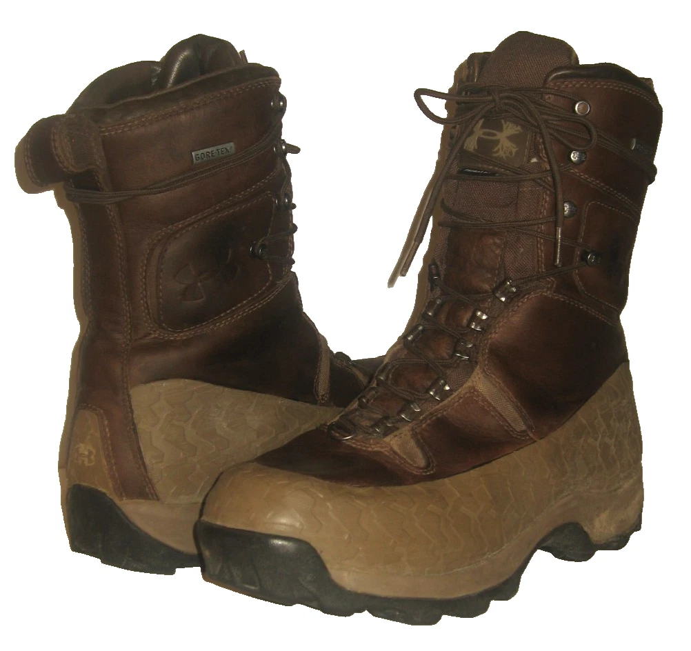 Men's UNDER ARMOUR Brown Leather Gore-Tex Waterproof Siberia Hunting Boots 11/45