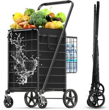4.5 Cu Ft Folding Shopping Cart 420 LB Capacity Grocery Cart W/ 360  Braked
