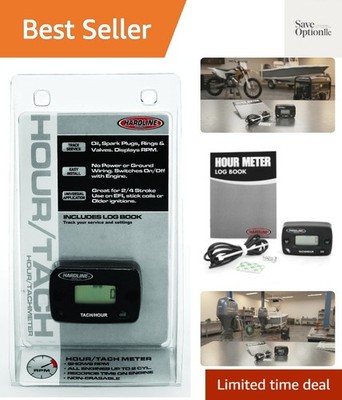 Inductive Hour Meter & Tachometer - Waterproof RPM Gauge for 1-2 Cylinder Gas...
