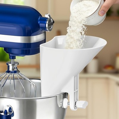 Flour Funnel for Kitchen Aid and Attachments, Universal Wide Mouth Pouring Ch...