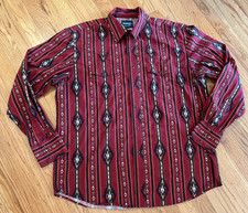VTG Wrangler Striped Aztec Snap Button Shirt Size XL Western