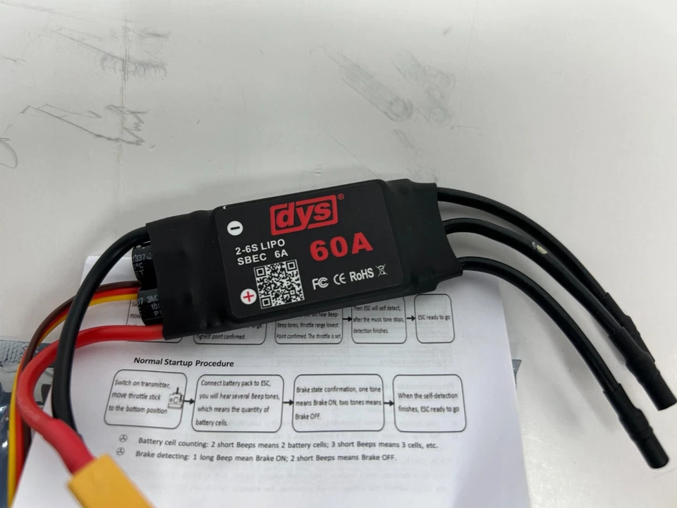 DYS 60A 2-6S Brushless ESC with 5V/6A SBEC XT60 & 3.5mm Plug Dys 60a Esc - Image 2 of 4