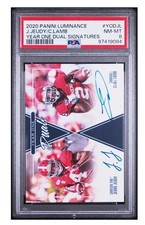 2020 Luminance Ceedee Lamb/ Jerry Jeudy Rookie Year One Duals Autograph PSA 8 