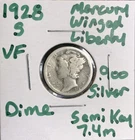 1928-S Mercury Dime - Winged Liberty - .900 Silver Coin - VF- Semi Key 7.4m