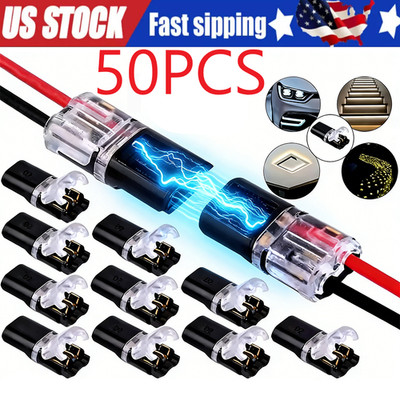 50pcs 2 Pin Waterproof Electrical Connector Car Automotive Wire Plug Terminal