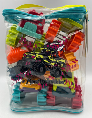 Battat B. Toys Mini Monster Trucks Set of 6 with Clear Storage Carry Bag Ages 2+