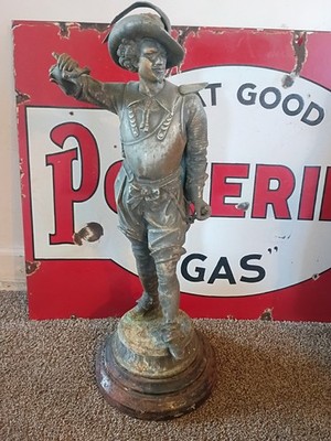 Antique French Renaissance Statue Metal Sculpture Over 20 Inch Scarce Rare Read