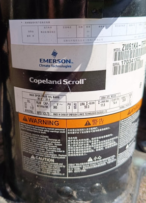 Copeland Scroll Kompressor ZW61KA-TFP-522 Verdichter Kältekompressor R417a