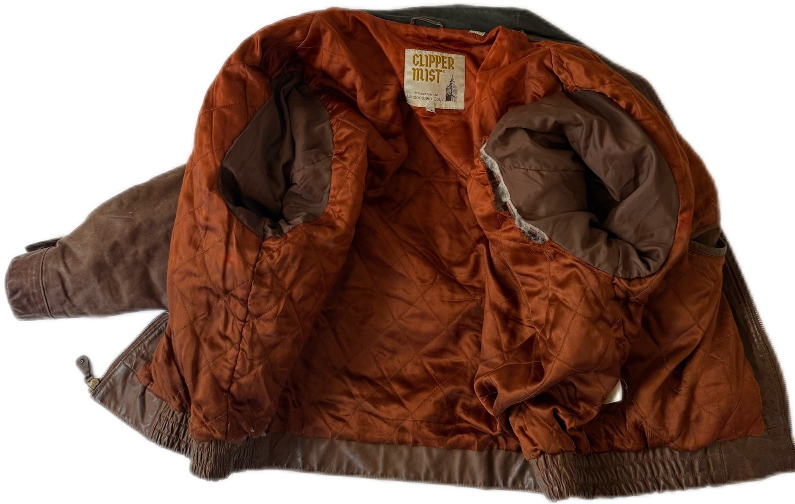 VTG Clipper Mist London Town Men’s Brown w/black Accents Leather Jacket SZ XL 