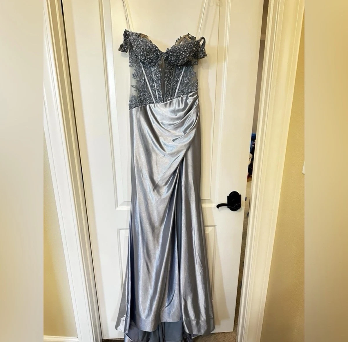 royal blue with gold prom dress Royal Blue Sequins V-Neck Lace-Up Mermaid Long Prom Dress  Dreamdressy