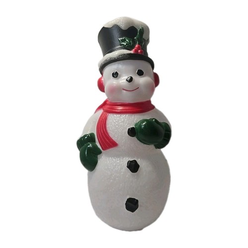 Snow Man Blow Mold Lighted Tested Merry Christmas 11 Inches Great Condition