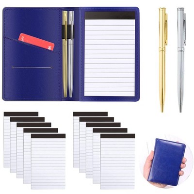 13 Pieces Mini Pocket Notepad Set,Included Leather Pocket Note pad Holder,10 ...