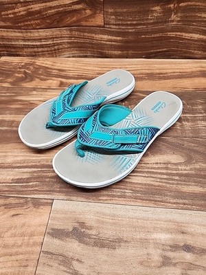 Clarks CloudSteppers Women's Size 4.5 Blue Flip Flop Comfort Thong Sandals