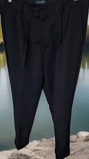 Black Dockers Recode 38x32 Cuffed Pleated Dress/ Casual Polyester Slacks 192