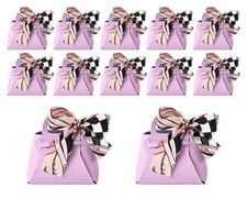 12 Pack PU Leather Ribbon Candy Gift Bags Wedding Candy Box Birthday Party Fa...