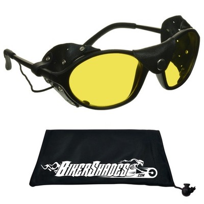 Glacier Sunglasses Goggles Leather Side Shields HD Smoke Yellow Blue Light Block