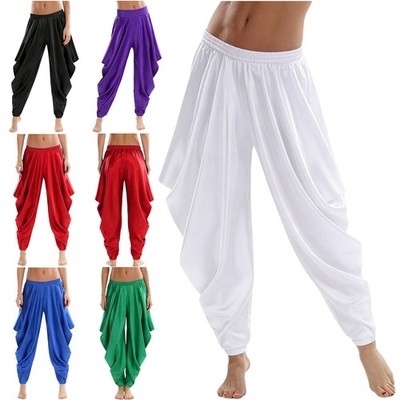 DE Damen Araber Hose locker Bauchtanz Kostüm Baggy Boho Yoga Haremshose Cosplay