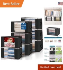 Rectangular 90L Storage Bags - Foldable 8 Pack with Reinforced Handles