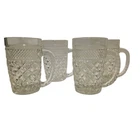 Vtg Anchor Hocking Wexford Clear Glass Mug 4 Piece Set Handled Tall 14 oz Heavy