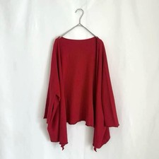 Veritecoeur Red Silk Cashmere Blend Draped Cardigan Free Size