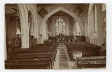 Interior Lyminge Church Real Photo Postcard Kent England 1912