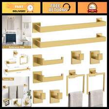 10-Piece Brushed Gold Bathroom Hardware Set - Towel Bar, Holder Racks - SUS304