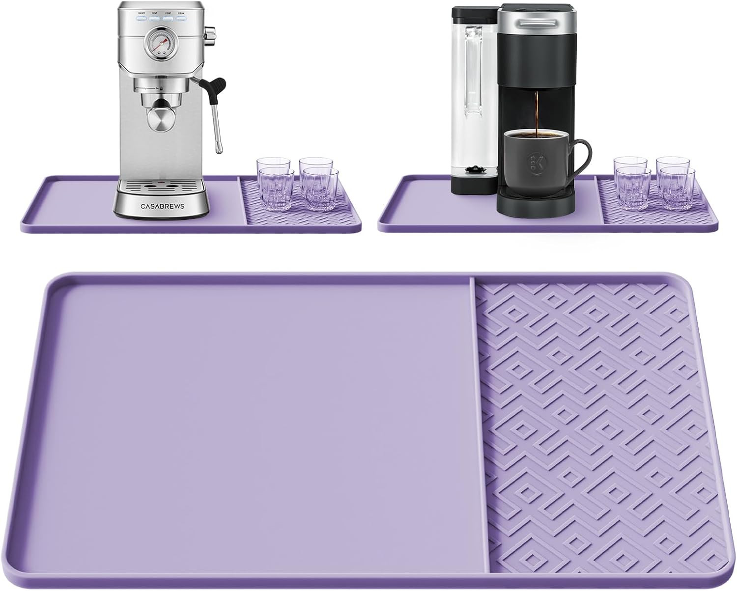 Silicone Coffee Mat with Raised Edges 19" X 12" &ndash; Waterproof Countertop Mat, Cof