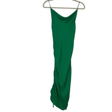 Intimately Free People XS Green Silky Draped Ruched Side Midi Slip Dress