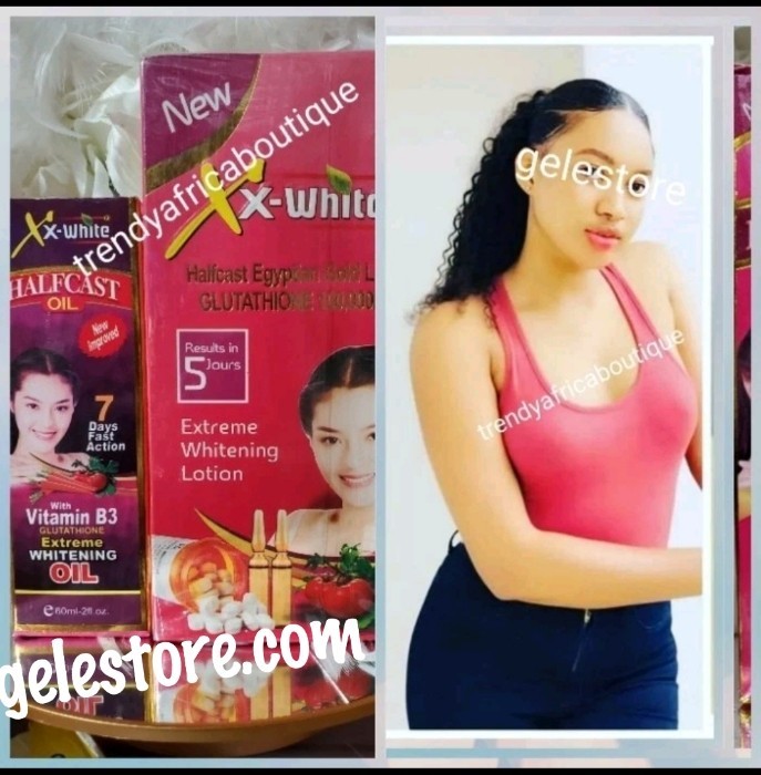 2pcs. XX-WHITE Half-C Egyptian LOTION & OIL. 7 DAYS Results