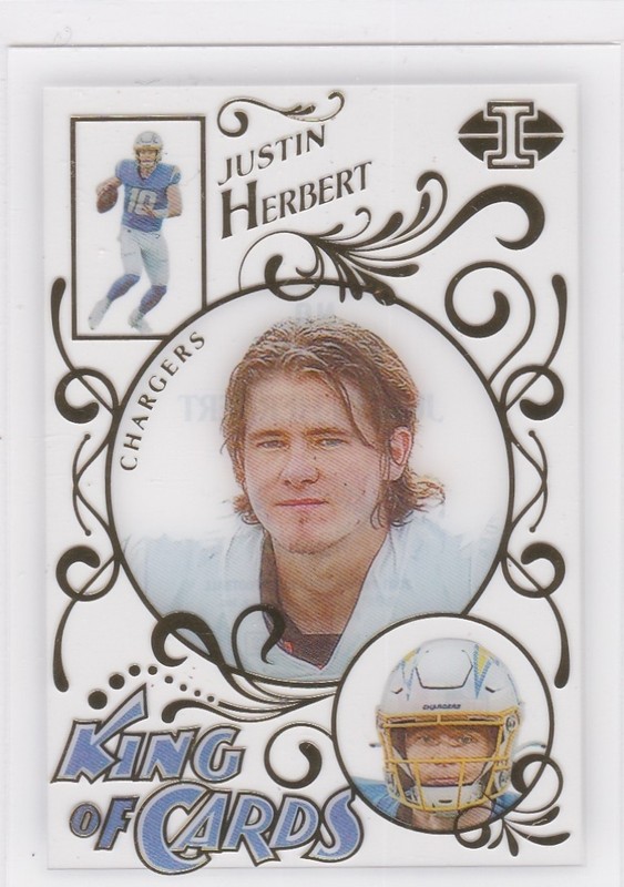 JUSTIN HERBERT Panini Illusions KINGS OF CARDS Los Angeles Chargers NFL INSERT!